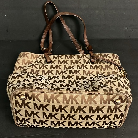 Michael Kors Brown Gold Signature Monogram Jacquard Canvas Tote - Picture 10 of 16